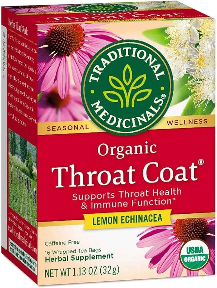 Traditional Medicinals Organic Throat Coat Lemon Echinacea Herbal Tea, Supports Throat Health (16... | Amazon (US)