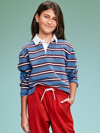 '94 Long-Sleeve Rugby Stripe Polo Shirt for Girls | Old Navy (US)