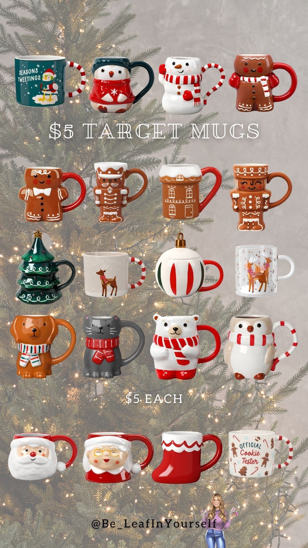 here for the $5 Target mugs obsession 🎄☕️
holiday coffee lovers, this one’s for you! these Christmas mugs, gingerbread mugs, snowman mugs, Santa + Mrs. Claus mugs, polar bear mug, reindeer mug, ornament mug, gingerbread house mug, Christmas tree mug, cookie tester mug… all only $5 each at Target!

perfect for:
✨ hot cocoa bar setup
✨ holiday gift idea / teacher gift / secret Santa gift
✨ stocking stuffers
✨ coffee station decor
✨ holiday kitchen decor
✨ LTK holiday home finds
✨ budget-friendly Christmas decor
✨ Target Dollar Spot finds

I’m snagging these for my morning coffee, peppermint mocha, and hot chocolate nights while watching Christmas movies. 🎅🏼💖

Linking all the Target holiday mugs, Christmas decor, holiday gift ideas, stocking stuffers, and Target Dollar Spot Christmas finds on LTK!

#targetmugs #targetdollarspot #holidaymugs #christmascoffee #hotcocoabar #holidaykitchendecor #ltkhome #ltkholiday #budgetfriendlychristmas #pressonnailsandcoffee

#LTKSaleAlert #LTKGiftGuide #LTKHoliday
