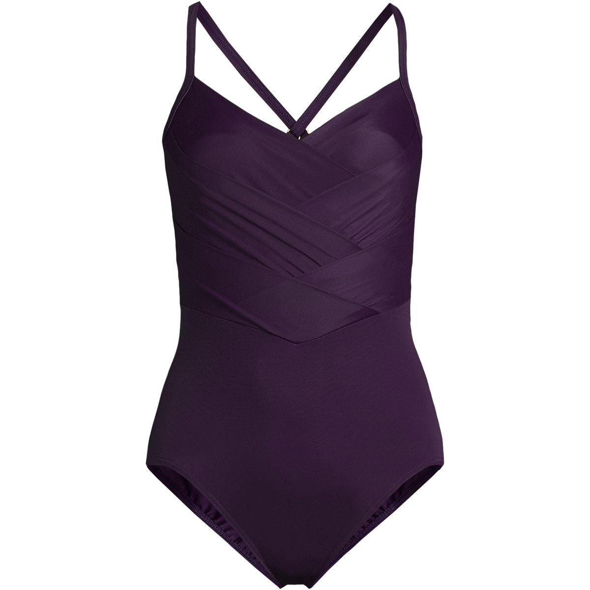 Women's Slender Suit Pleated X-back One Piece Swimsuit | Lands' End (US)