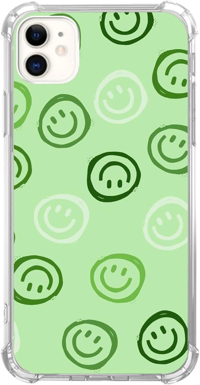 Green Smiley Face Phone Case for iPhone 11, Cute Funny Face Happy Face Case for Girls Boys Women ... | Amazon (US)