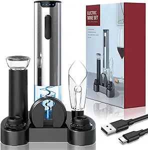 Electric Wine Opener with Charging Base, 7 in 1 Cordless Automatic Wine Corkscrew Kit, Rechargeab... | Amazon (US)