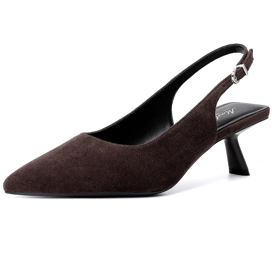 Mostrin Kitten Heels for Women Pointed Toe Pumps Patent Leather Low Heel Slingback Heels with Buc... | Amazon (US)