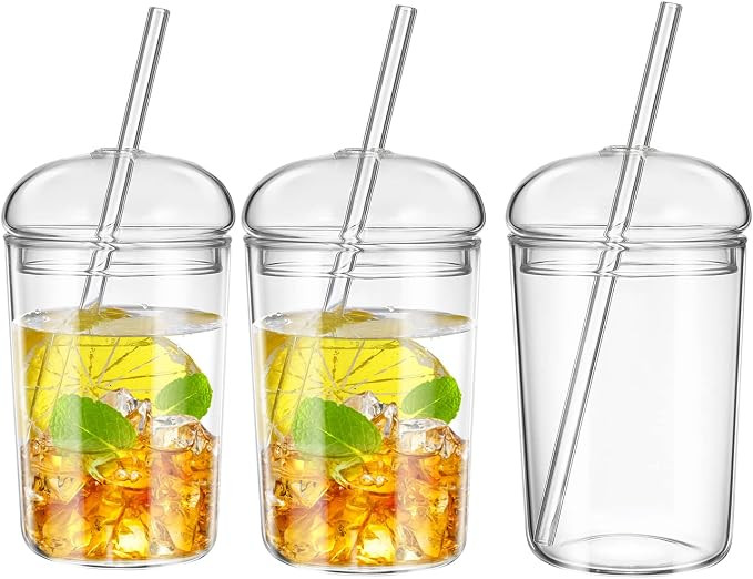 UPKOCH 3 Pack Cups with Lid and Coffee Tumblers Heat Resistant Milk Cup Clear Drinking Glasses fo... | Amazon (US)