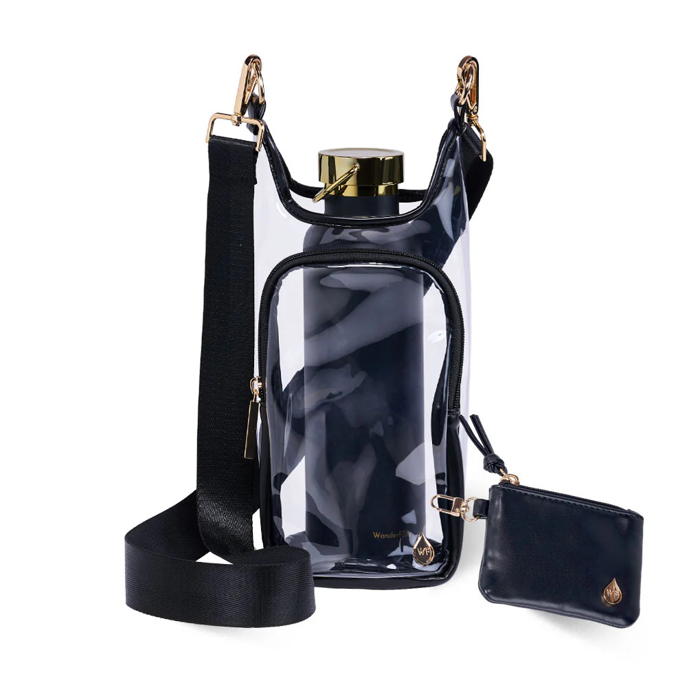 Clear HydroBag® Stadium with Black Trim and Matching Pouch | WanderFull 