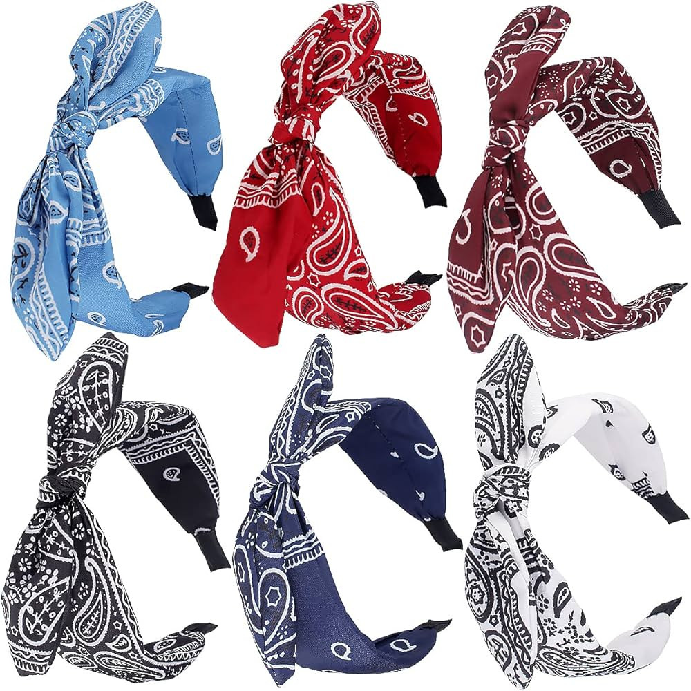 TOBATOBA Headband, 6Pcs Bandana Knotted Bow Headbands for Women, Paisley Headband with Removable ... | Amazon (US)