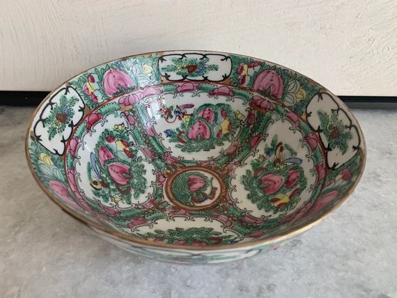 Vintage Chinese Rose Canton Bowl 8 1/4 Inch Diameter Famille - Etsy | Etsy (US)