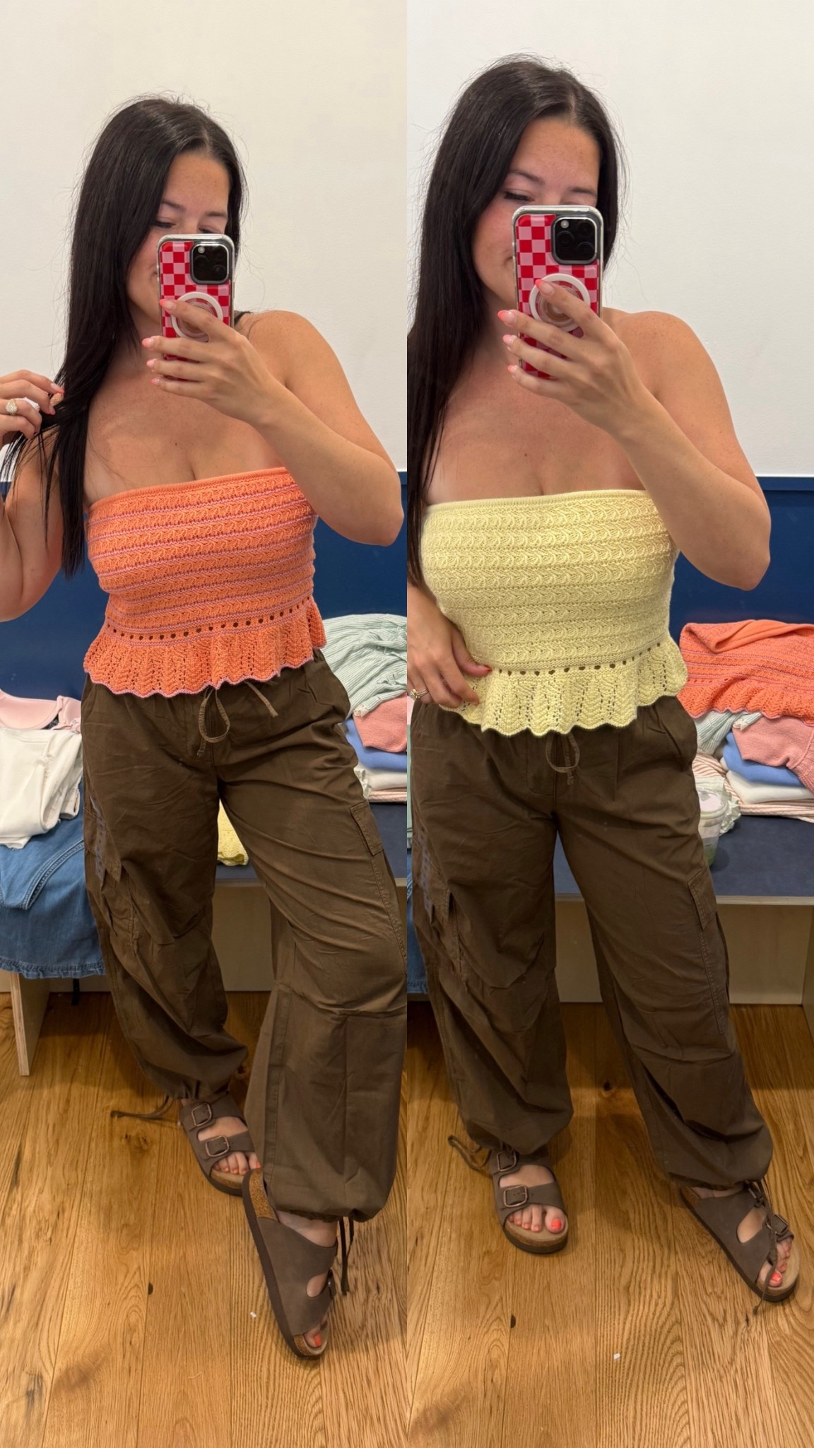Strapless tops from @American Eagle Outfitters Wearing XS in bottoms and M in top! 