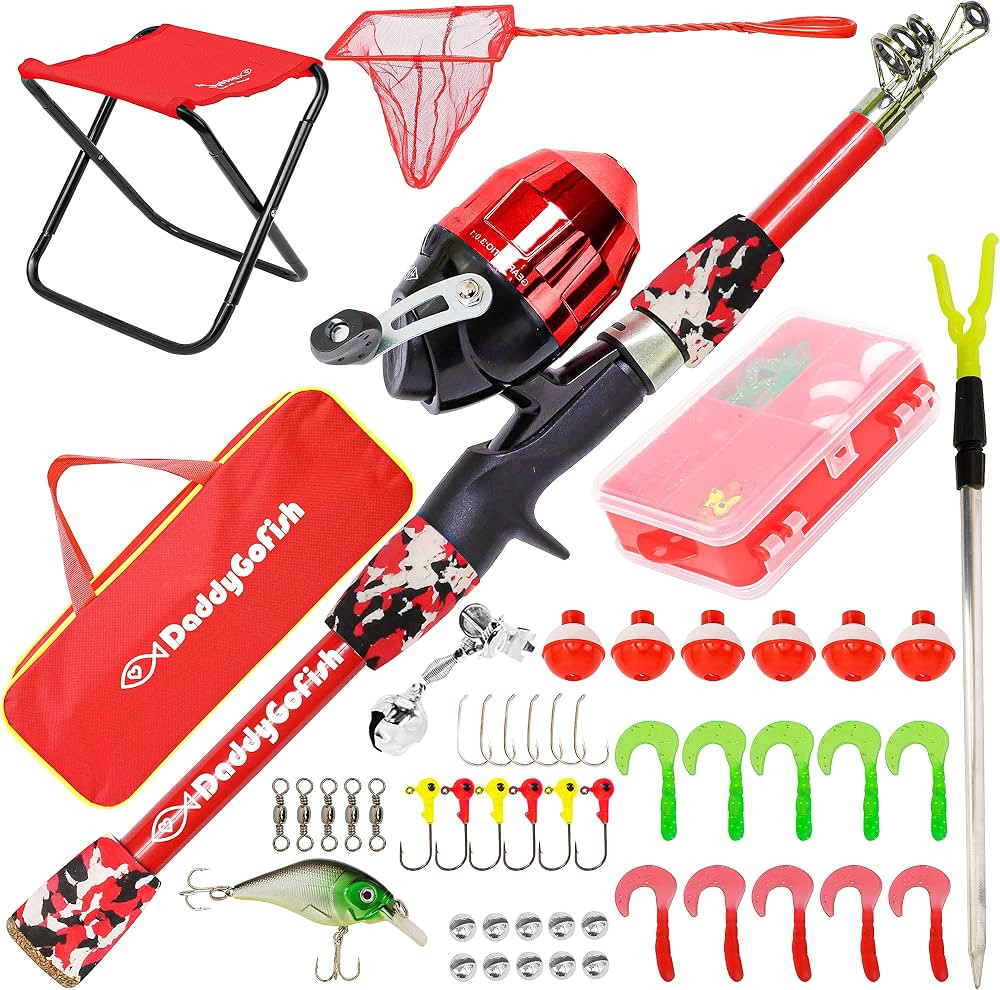 Kids Fishing Pole - Rod Reel Combo Tackle Box Starter Set - First Year Small Dock Gear Kit for Bo... | Amazon (US)