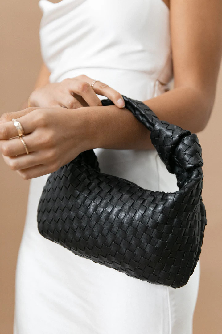 Alma Woven Shoulder Bag - Black | Petal & Pup (US)