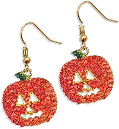 Halloween Pumpkin Earrings Hypoallergenic Crystal Dangle Earrings for Women Holiday Thanksgiving ... | Amazon (US)