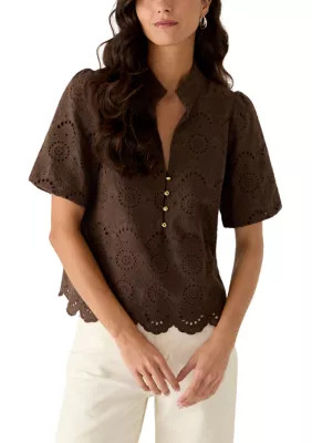Women's Puff Sleeve Eyelet Top | Belk