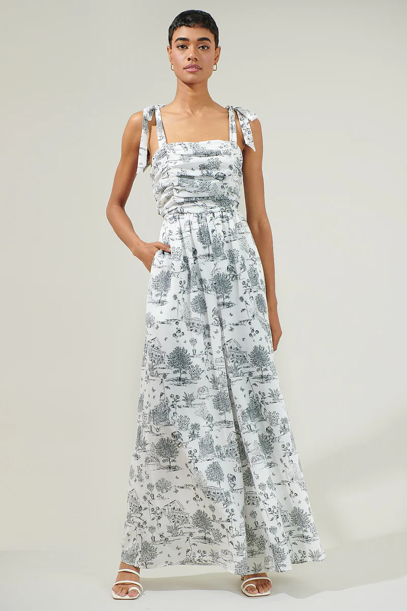 Renzo Toile Strap Tie Jumpsuit | Sugarlips