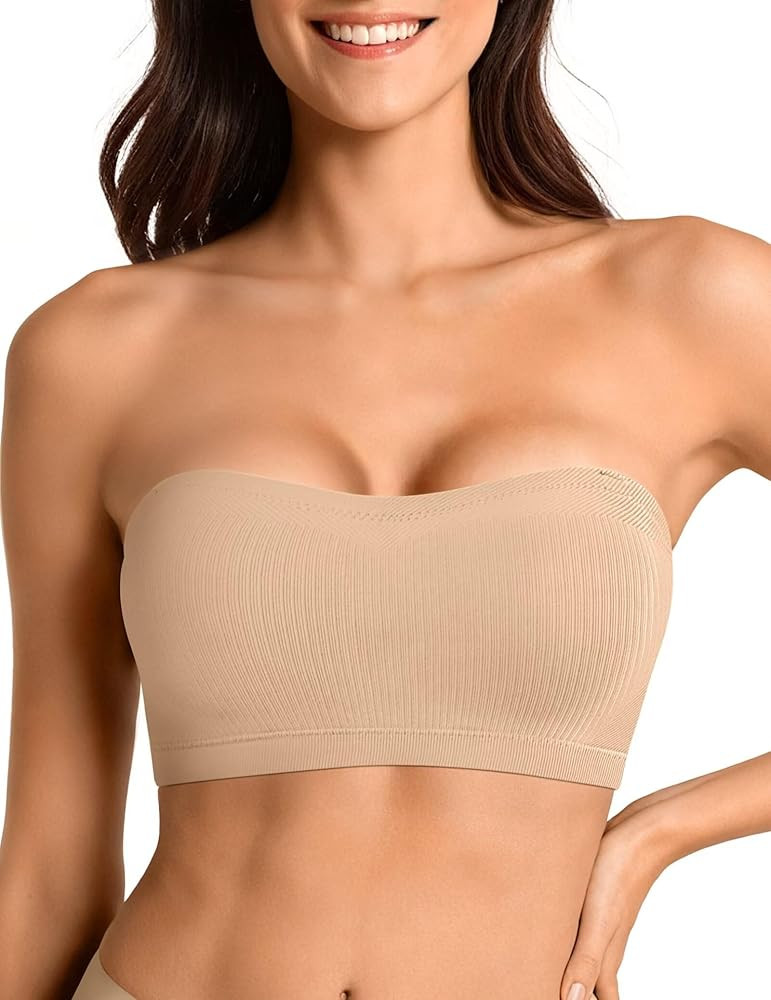 Vertvie Strapless Bras for Women Non-Slip Push Up Wireless Bandeau Bra Seamless Comfort Tube Top ... | Amazon (US)