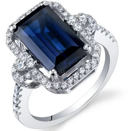 4.5 ct Cushion Cut Created Blue Sapphire Ring in Sterling Silver | Walmart (US)