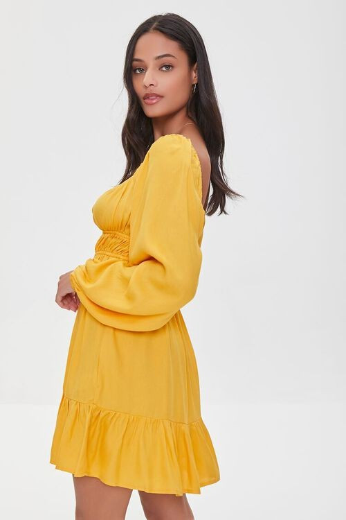 Twill Peasant-Sleeve Mini Dress | Forever 21 (US)