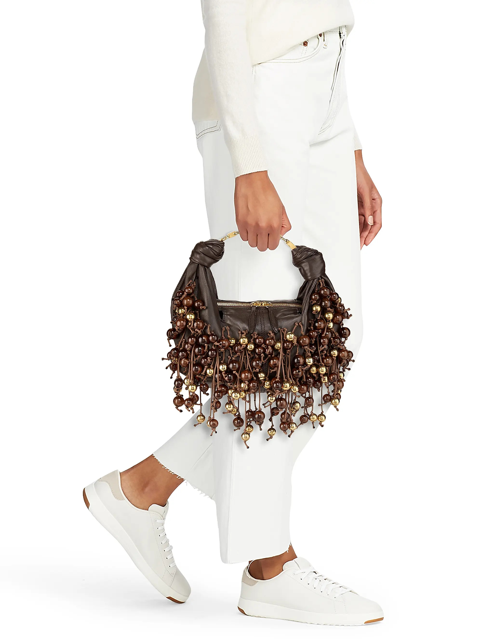 Foam Beaded Leather Top Handle Bag | Saks Fifth Avenue