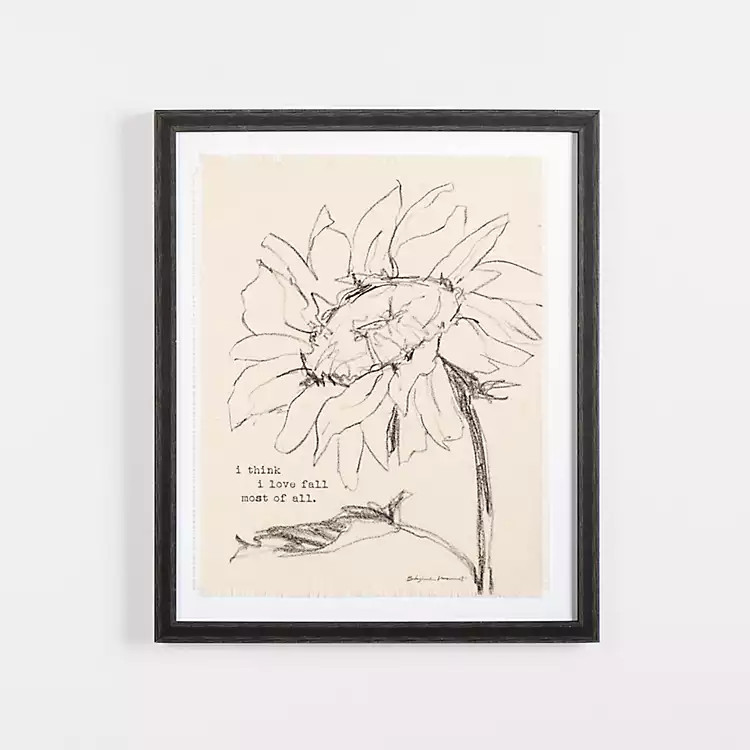 I Love Fall Sunflower Sketch Framed Art Print | Kirkland's Home