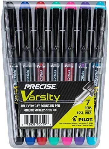PILOT Pen 90029 Precise Varsity Pre-Filled Fountain Pens, Medium Point Stainless Steel Nib, Black... | Amazon (US)