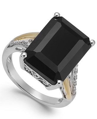 Onyx (10-1/2 ct. t.w.) and Diamond Accent Ring in Sterling Silver and 14k Gold | Macys (US)