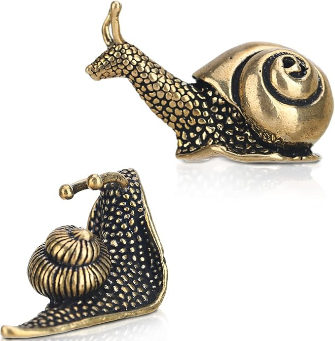 LCCCK 2PCS Brass Snail Figurine Mini Garden Statue, Cute Snail Brass Animals Figurines Home Coppe... | Amazon (US)
