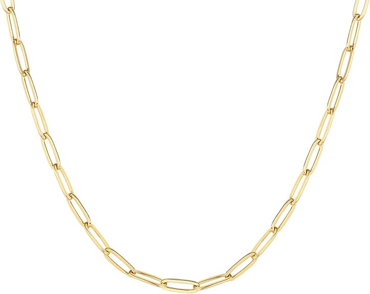 PAVOI 14K Gold Plated Curb Paperclip Box Snake Herringbone Figaro Chain Necklace | Amazon (US)