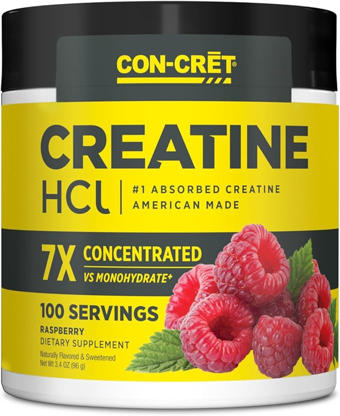 CON-CRET Creatine HCl Powder | Supports Muscle, Cognitive, and Immune Health | Raspberry Flavored... | Amazon (US)