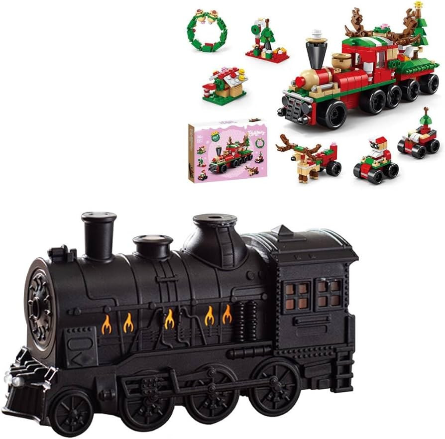 300ML Vintage Steam Train Aroma Essential Oil Diffuser RC Humidifier with 270PCS Christmas Train ... | Amazon (US)