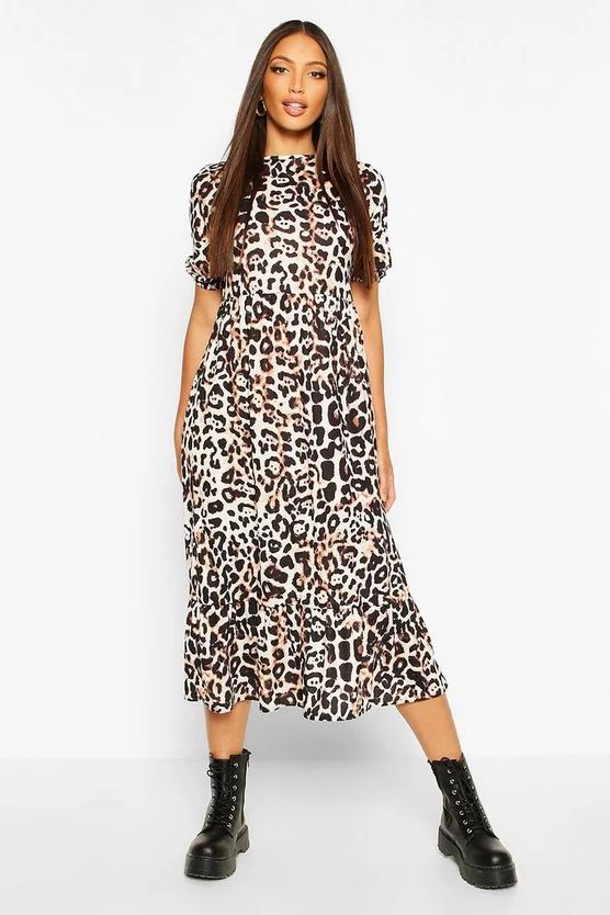 Leopard Tierred Midaxi Dress | Boohoo.com (US & CA)