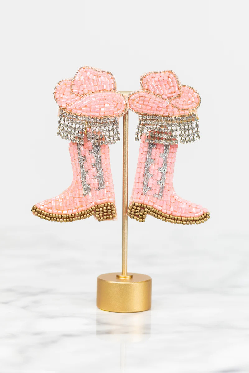 Dolly Boot Earrings- Pink | Avara