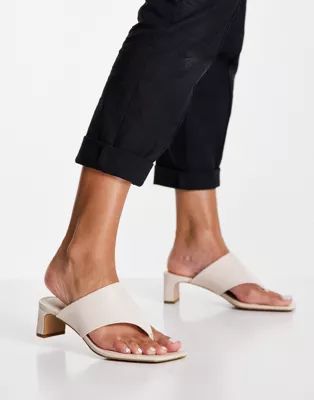 & Other Stories leather thong heeled sandals in light beige | ASOS (Global)