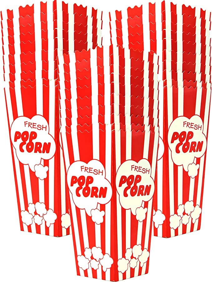 Top Rated 30 Popcorn Boxes 7.75 Inches Tall & Holds 46 Oz. Old Fashion Vintage Retro Design Red &... | Amazon (US)