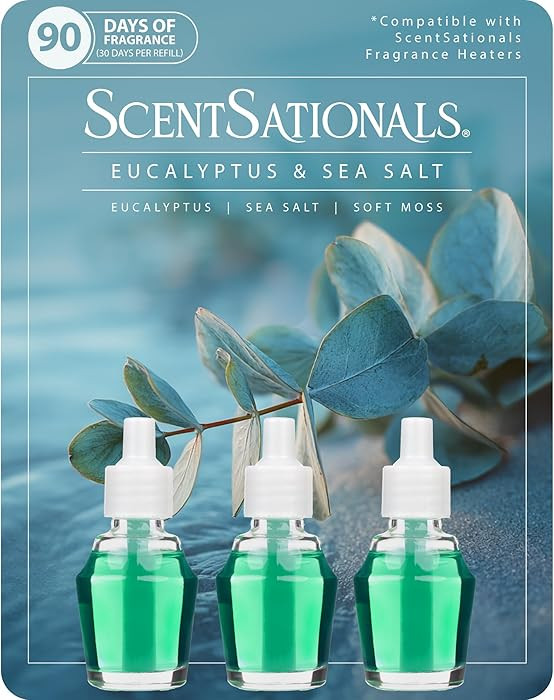 Scentsationals Fragrance Oil Plug in Air Freshener Refills 3-Pack - Eucalyptus & Sea Salt - Works... | Amazon (US)
