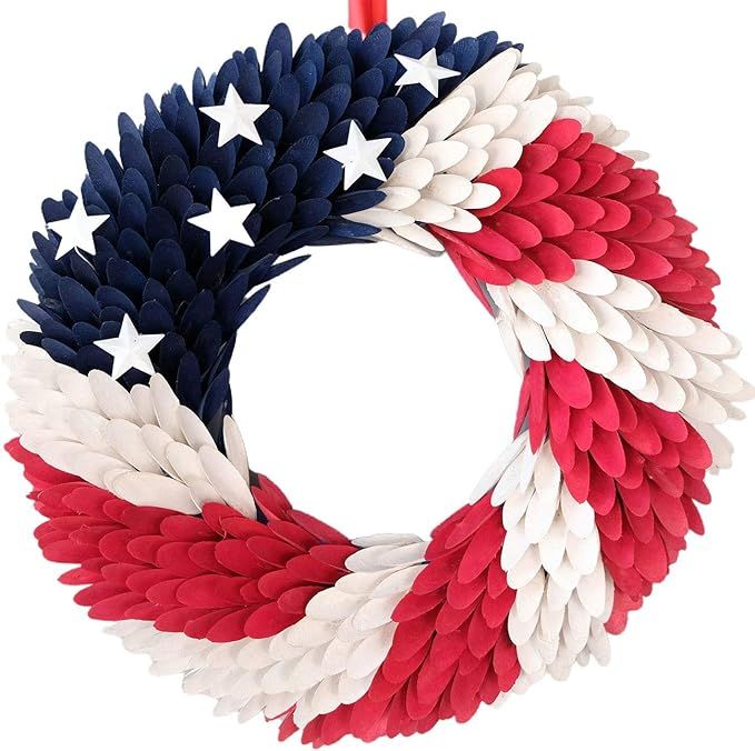 idyllic July 4th Wreath Americana Patriotic Wreath Handcrafted Memorial Day Wreath Festival Garla... | Amazon (US)