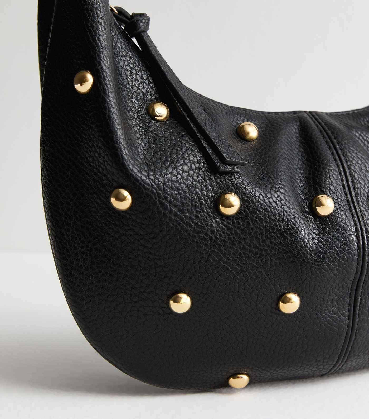 Black Studded Faux Leather Shoulder Bag | New Look | New Look (UK)
