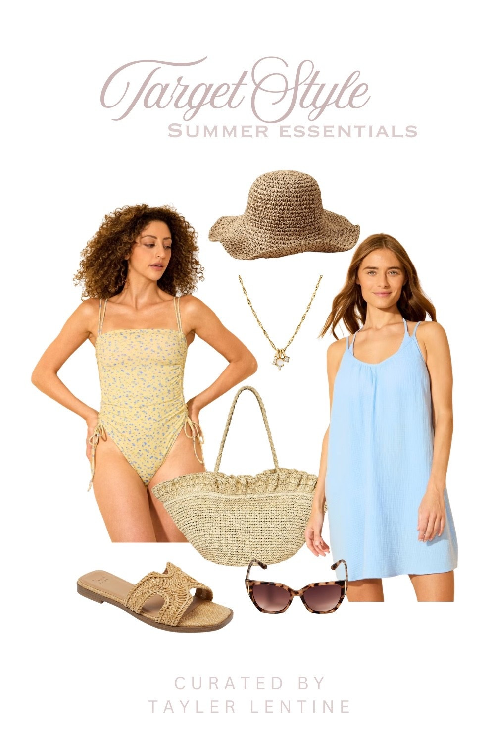 Create the perfect soft summer look with these affordable Target fashion finds. This light and airy outfit features a floral one piece swimsuit, an easy blue mini dress, woven sandals, a straw tote bag, oversized sunglasse and delicate gold jewelry. Everything you need for a beach day, vacation outfit or effortless everyday summer style.

If you’re looking for soft, feminine summer outfit ideas, coastal inspired style or easy outfits for moms, this look is comfortable, flattering and perfect for warm weather. 

Save this for your next beach trip, summer vacation or casual sunny day outfit inspiration!

#LTKootd #LTKSwim #LTKMidsize