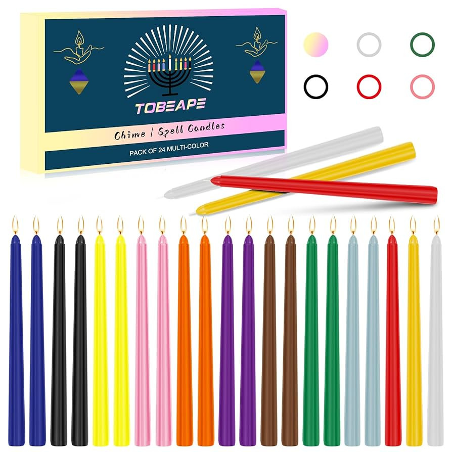 Tobeape 24 Pack 10" Tall Colored Taper Candles, Dripless Unscented Colorful Candlesticks for Birt... | Amazon (US)