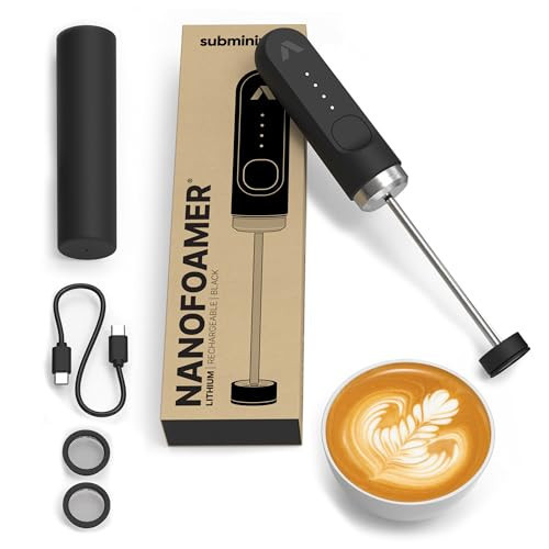 Subminimal NanoFoamer Lithium Performance Milk Foamer | USB-C Rechargeable, IP4 Waterproof, Dual-Speed, Stainless Steel | Premium Microfoamed Milk in 30 Seconds, Barista-Style Coffee Drinks at Home | Amazon (US)