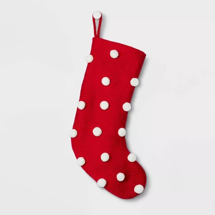 Puckered Pompom Christmas Stocking Red - Wondershop™ | Target
