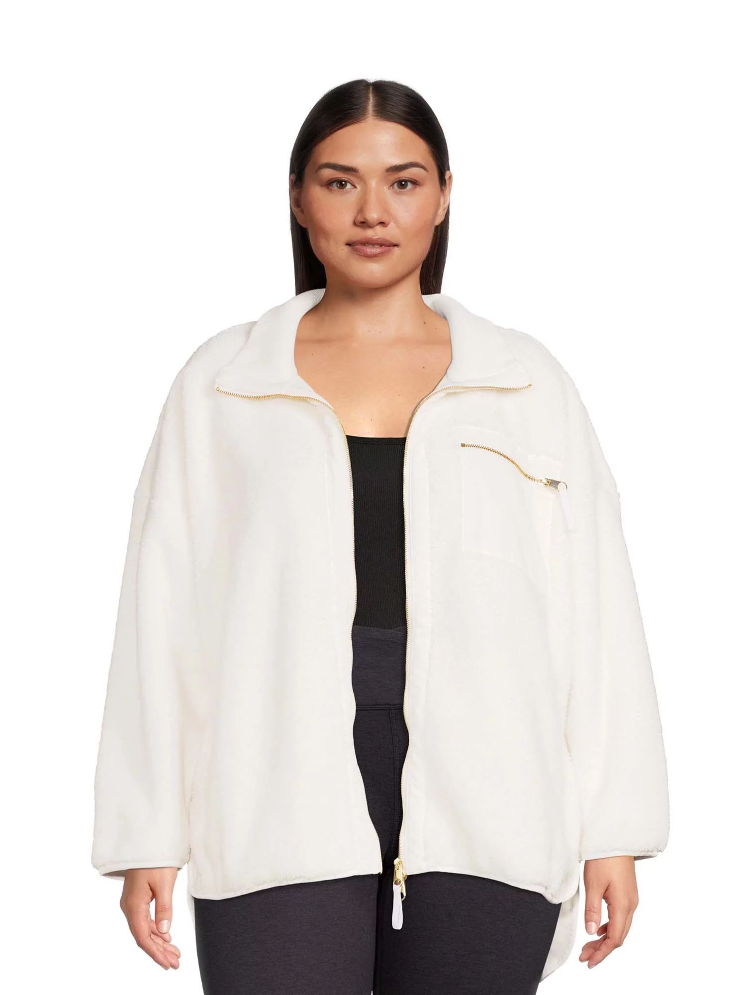 Avia Women's Plus Size Mock Neck Faux Sherpa Jacket | Walmart (US)