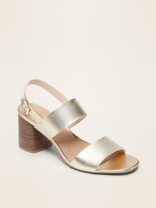 Faux-Leather Slingback Block-Heel Sandals for Women | Old Navy (US)
