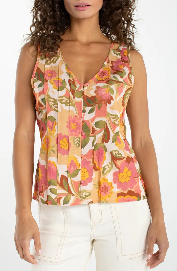 Floral Pleated Sleeveless Top | Nordstrom