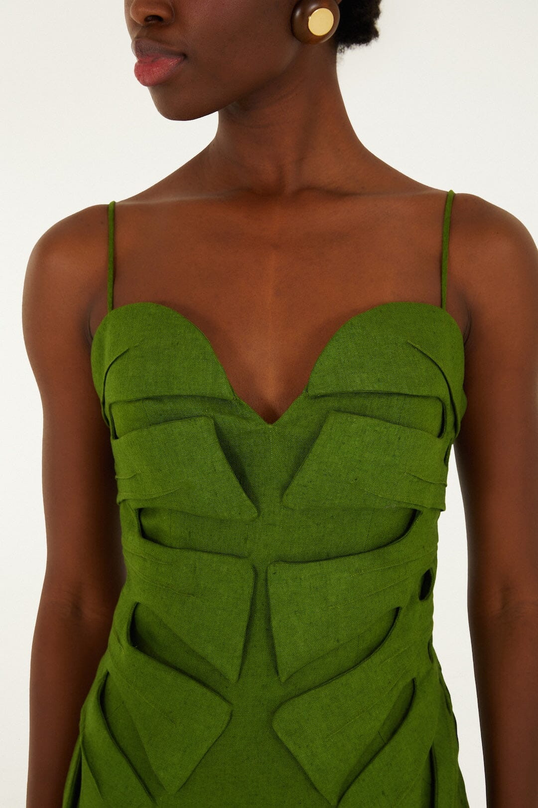 Green Monstera Leaf Sleeveless Euroflax Premium Linen Maxi Dress | FARM Rio | FarmRio (US)