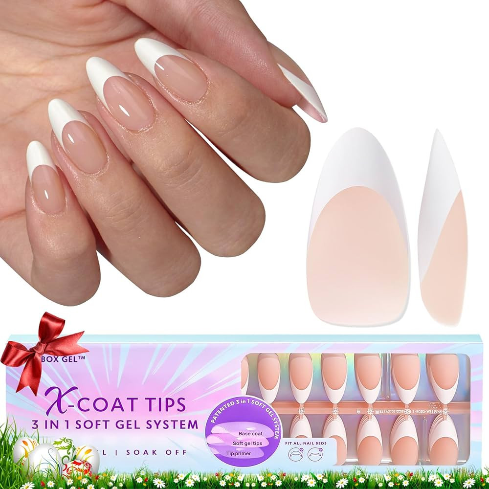Almond Nail Tips Medium, BTArtboxnails 3 in 1 X-Coat Tips French Tip Press on Nails, 150PCS Nail ... | Amazon (CA)