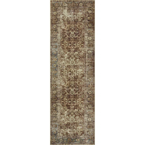 Magnolia Home By Joanna Gaines X Loloi Sinclair Machine Washable Rust / Lagoon Area Rug | Birch Lane