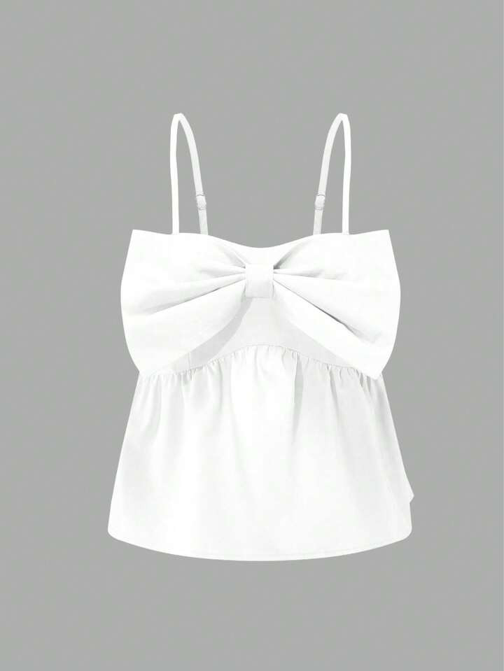 SHEIN MOD Women's Solid Color Large Bowknot Decorated Tank Top | SHEIN