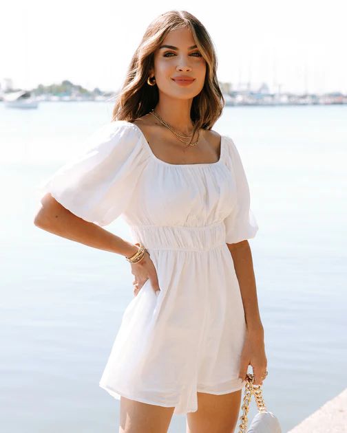 Gwen Puff Sleeve Romper - White | VICI Collection