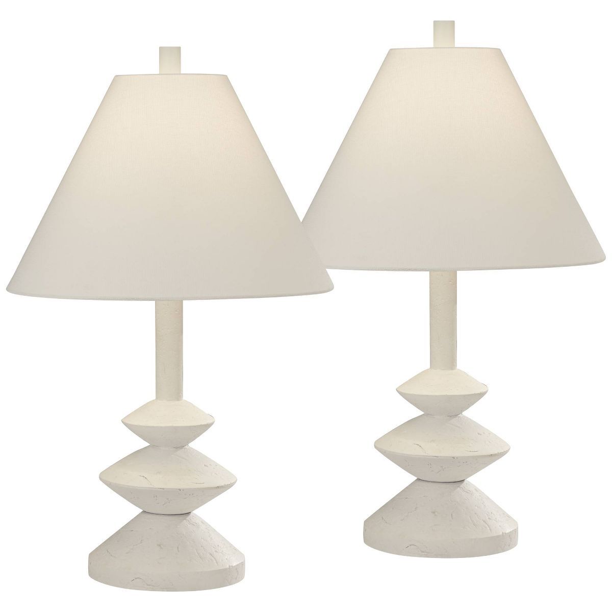 360 Lighting Modern Table Lamps 24 1/2" High Set of 2 White Sculpture Fabric Cone Shade for Bedro... | Target