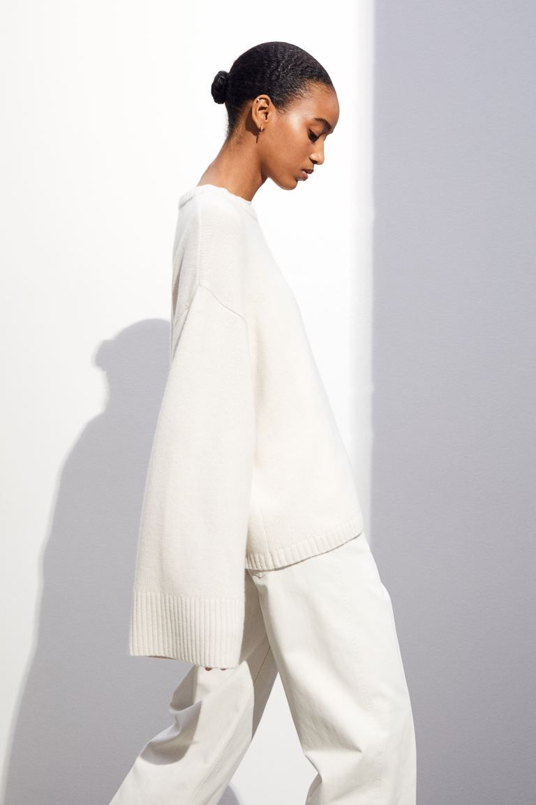 Cashmere-blend jumper - Natural white - Ladies | H&M GB | H&M (UK, MY, IN, SG, PH, TW, HK)