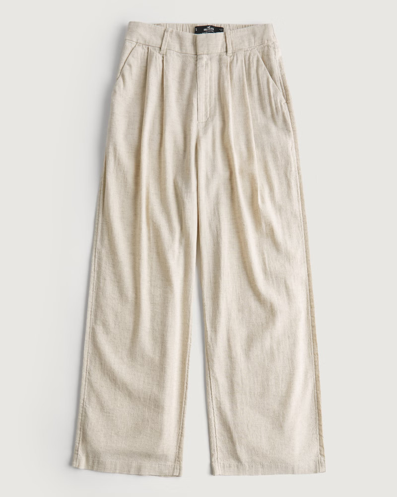 Ultra High-Rise Wide-Leg Linen Pants | Hollister (US)